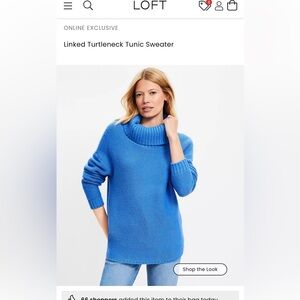 LOFT Vibrant Blue Cowl Neck Sweater